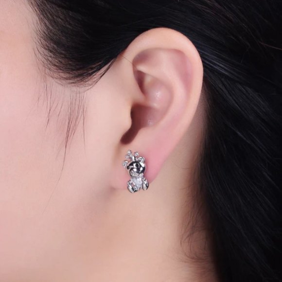 BEST SELLER! Sterling Silver Teddy Bear Earrings, Hypoallergenic - Picture 3 of 4